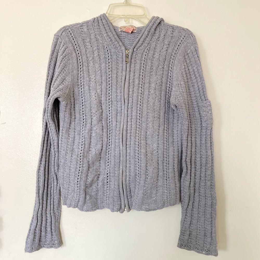 *LIKE NEW* Light Grey Knit ZipUp Front Women’s XS/XL Gray Sweater Stylish Hoodie